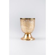 Heritage Altın Varak Eskitme Ayaklı Cam Mumluk Kokusuz Mum Logo Kapaklı Küçük 8.5X11.5 cm