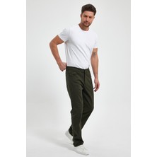 The Season TheSeason Erkek Haki Gabardin Relaxed Esnek Keten Baggy Pantolon