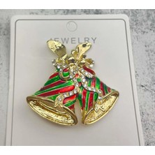 Jewelry Çan Temalı Yeşil Zirkon Taşlı Broş