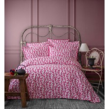 Leruum London Pure Viva Magenta Fuşya Pembe Çiçekli Çift Kişilik Nevresim Takımı + 2 Adet Yastık Kılıfı