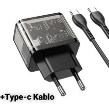 Hoco N34 PD20W Usb+Type-C + Type-C Kablo Hızlı Şarj Adaptör Seti