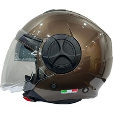 Sway Kask Sway SW-737 Parlak Kahverengi Çenesiz Güneş Gözlüklü