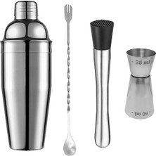 Weather Forecast Çelik Kokteyl Kaşığı  Shaker ve Bar Tokmağı Kokteyl Bardağı Seti CIN589