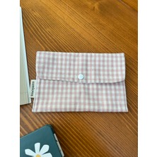 Sumicorn Design Pudra Pötikareli Yıkanabilir Çıtçıt Detaylı Ped Çantası, Mini Cüzdan, Çanta Içi Düzenleyici