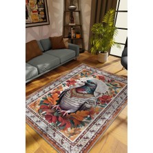 Homshtag Nuh'un Gemisi Koleksiyonu Güvercin Çiçek Desenli Temalı Vintage Renkli Maksimalist Halı