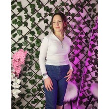 Mia Butik Fermuarlı Polo Yaka Likralı Uzun Kol Crop