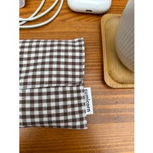 Sumicorn Design Kahverengi Pötikareli Yıkanabilir Çıtçıt Detaylı Ped Çantası, Mini Cüzdan, Çanta Içi Düzenleyici