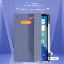 M.tk moveteck Samsung Galaxy Tab A8 10.5 SM-X200 Kılıf Kalem Bölmeli Yumuşak Silikon Kapak Akıllı Uyku Modlu Üçgen Standlı + Dokunmatik Kalem 2'li Set