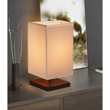 EFLIGHTDESIGN Ahşap Abajur Beyaz Modern Şık Yatak Odası Salon Masa Lambası