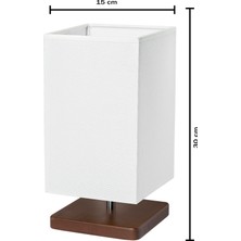 EFLIGHTDESIGN Ahşap Abajur Beyaz Modern Şık Yatak Odası Salon Masa Lambası