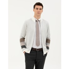 Pierre Cardin Erkek Ekru Slim Fit Fermuarlı Triko Hırka 50278102-VR019