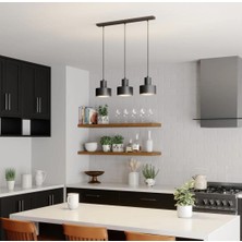 Demet Habek My Lights Mylights Retro Rustik Modern Spor Sıralı  Uclu Sarkıt Masa Ustu Avize  60 cm Kasa