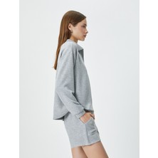 Koton Polo Yaka Sweatshirt Viskon Uzun Kollu Rahat Kesim