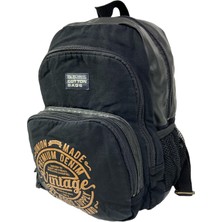 Old Cotton Cargo Siyah Vintage Disayn Sırt Gezi Çantası Revilla Bag 7184