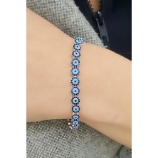 Ose Shop  Nazar Boncuklu 925 Ayar Gümüş Su Yolu Bileklik