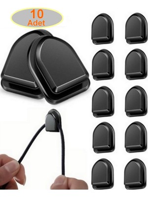 Neler Geldi Neler 10 Adet Koblo Tutucu Siyah Çok Amaçlı Kanca Kablo Toparlayıcı Yapışkanlı Askı Araç Içi Askı Aparatı