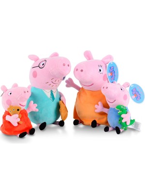 Luxix 20-30CM Peppa Pig Ailesi Dört Kişilik Peluş Oyuncak Bebek 4 Adet (Yurt Dışından)