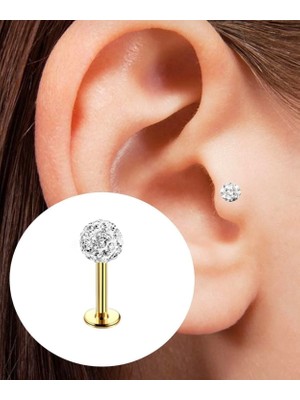 By Dilek Çetin Accessory By Dilek Çetin Acessorry Cerrahi Çelik 8 mm Arkası Düz Taşlı Piercing