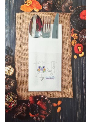 Kumaş Dokulu Hoşgeldin Ramazan Peçetesi Cepli Peçete 6 Adet