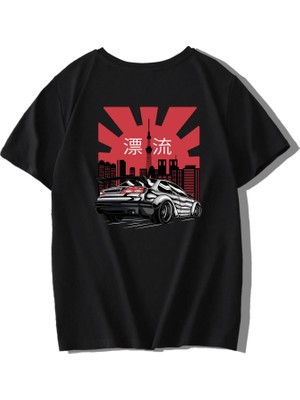 BRZ Collection Unisex Çocuk Oversize Japanese City Sport Car T-Shirt