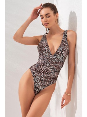Pierre Cardin Aria Askılı Göğüs Dekolteli Mayo Leopar 231135-D