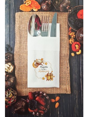 Kumaş Dokulu Cepli Hoşgeldin Ramazan Peçetesi 6 Adet