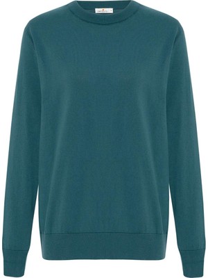 Peraluna Mateo O Neck Pullover Yumuşak Tuşeli Mevsimlik Erkek Triko Kazak - Turkuaz