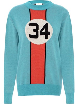 Peraluna Sergıo Pullover 34 No Jakarlı Yarışçı Erkek Triko Kazak - Mavi/Turuncu