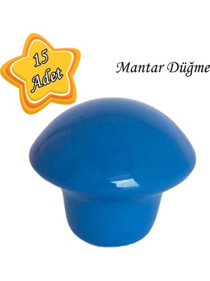 Glaswen 15 Adet Mavi Mantar Düğme Kulp Çocuk Bebek Mobilya Çekmece Dolap Kapak Kulbu Metal Kulp Aksesuarları Vidalı