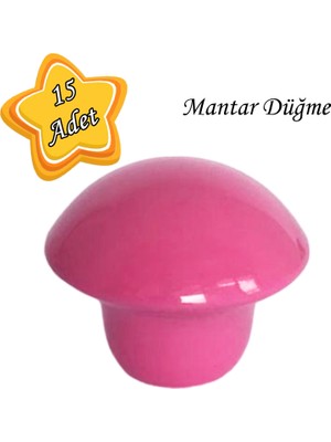 Glaswen 15 Adet Pembe Mantar Düğme Kulp Çocuk Bebek Mobilya Çekmece Dolap Kapak Kulbu Metal Kulp Aksesuarları Vidalı