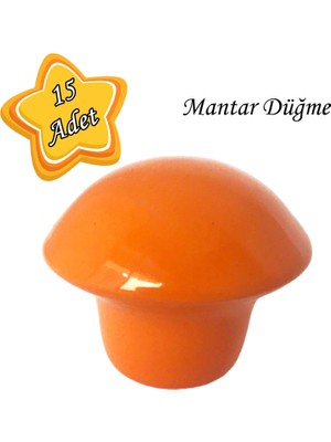 Glaswen 15 Adet Turuncu Mantar Düğme Kulp Çocuk Bebek Mobilya Çekmece Dolap Kapak Kulbu Metal Kulp Aksesuarları Vidalı