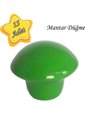 Glaswen 15 Adet Yeşil Mantar Düğme Kulp Çocuk Bebek Mobilya Çekmece Dolap Kapak Kulbu Metal Kulp Aksesuarları Vidalı