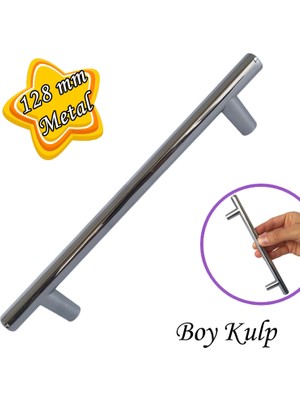 Glaswen Boy Kulp Krom 128 mm Kulp Mobilya Mutfak Dolabı Çekmece Dolap Kapak Kulpu Kulbu Metal Kulpları