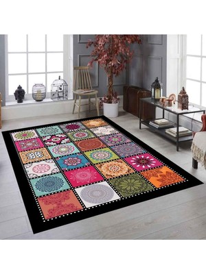 Madame Clean Patchwork Model Lastikli Halı Örtüsü