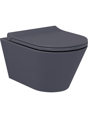 Lucco Avva Asma Klozet Mat Antrasit+Pp Yavaş Kapak