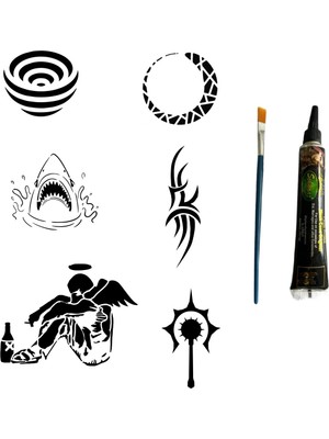 Airbrush Tattoo Efkar Ve Şerit Hint Kınasıyla Geçici Dövme Yapma Kiti