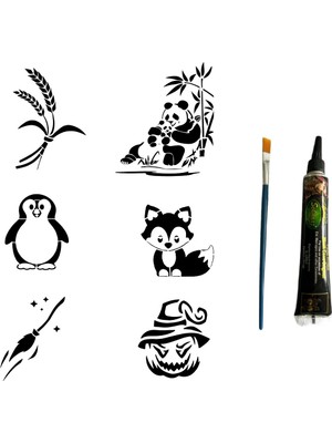 Airbrush Tattoo Anne Yavru Panda Hint Kınasıyla Geçici Dövme Yapma Kiti