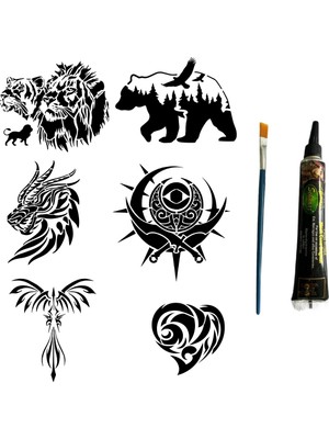Airbrush Tattoo Doğa Modelleri Hint Kınasıyla Geçici Dövme Yapma Kiti