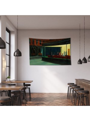 The Lucid Lab Nighthawks / Gece Kuşları Duvar Örtüsü - 100 cm x 135 cm