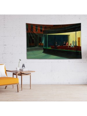 The Lucid Lab Nighthawks / Gece Kuşları Duvar Örtüsü - 100 cm x 135 cm