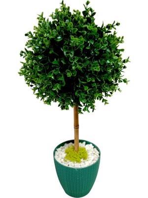 ZZ Garden Yeşil Yapay Şimşir Top Ağacı Süs Hediyelik Salon - Bahçe - Balkon - Ofis 50*15 cm Hb