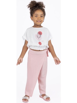 Best Kids Kız Çocuk Baskılı Belden Lastikli Crop Bluz