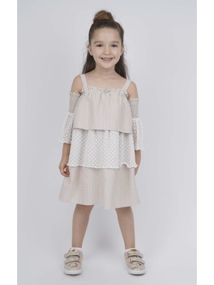 Best Kids Kız Çocuk Çizgili Katlı Elbise