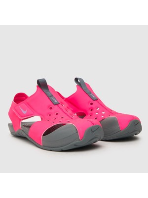 Nike Sunray Protect 2 Neon Pembe Kız Çocuk Sandalet Cırt Cırtlı Düz Topuklu Rahat Tasarım