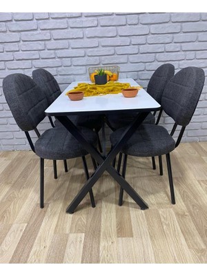 Bambeds Mobilya Masa Takımı, Yemek Masası, Mutfak Masası, Balkon Masası - 70X110 Beyaz