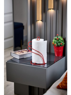 Edora Home Kırmızı Kuğu Kağıt Rulo Havluluk, Dik Dekoratif Havlu Peçetelik - Metal Paslanmaz