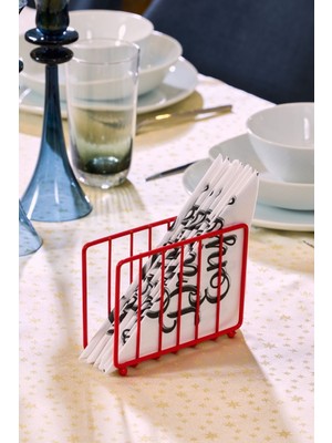 Edora Home Kırmızı Masa Üstü Metal Paslanmaz Kafesli Peçetelik - Lüks Sunum, Dekoratif