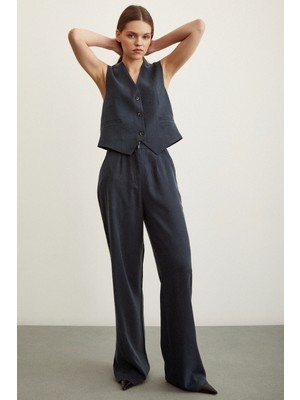 Never More  Geniş Paça Pantolon Lacivert