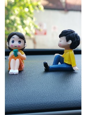 Araba Içi Torpido Üstü Sevimli Bebek Çift Dekorasyon Biblo Aksesuar