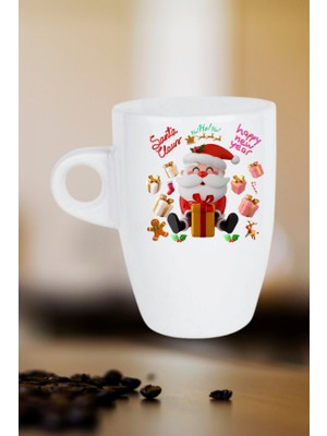 Caisya Noel Baba Happy Christmas Baskılı Kupa Bardak Porselen Latte Filtre Kahve Fincanı
